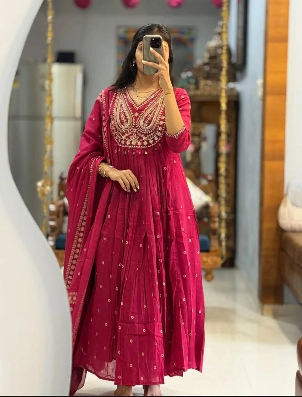 Ethenika Moti Work Designer Ready to Wear Velvet Kurti Pant Dupatta Set