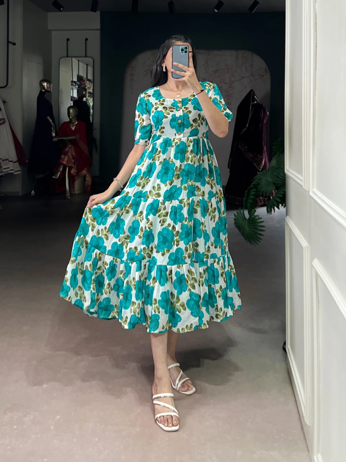 Buy Hand Embroidered Chikankari Mulmul Gown